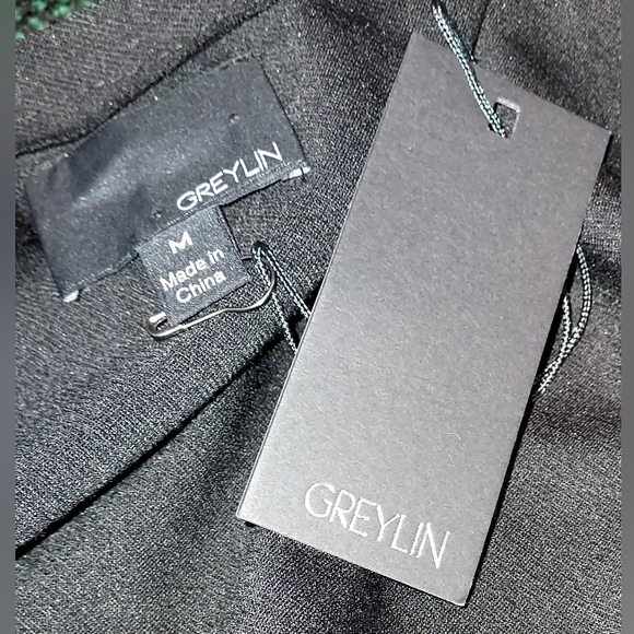 Greylin Black/Green Wool Mix Peplum Dress NWT - Picture 4 of 6